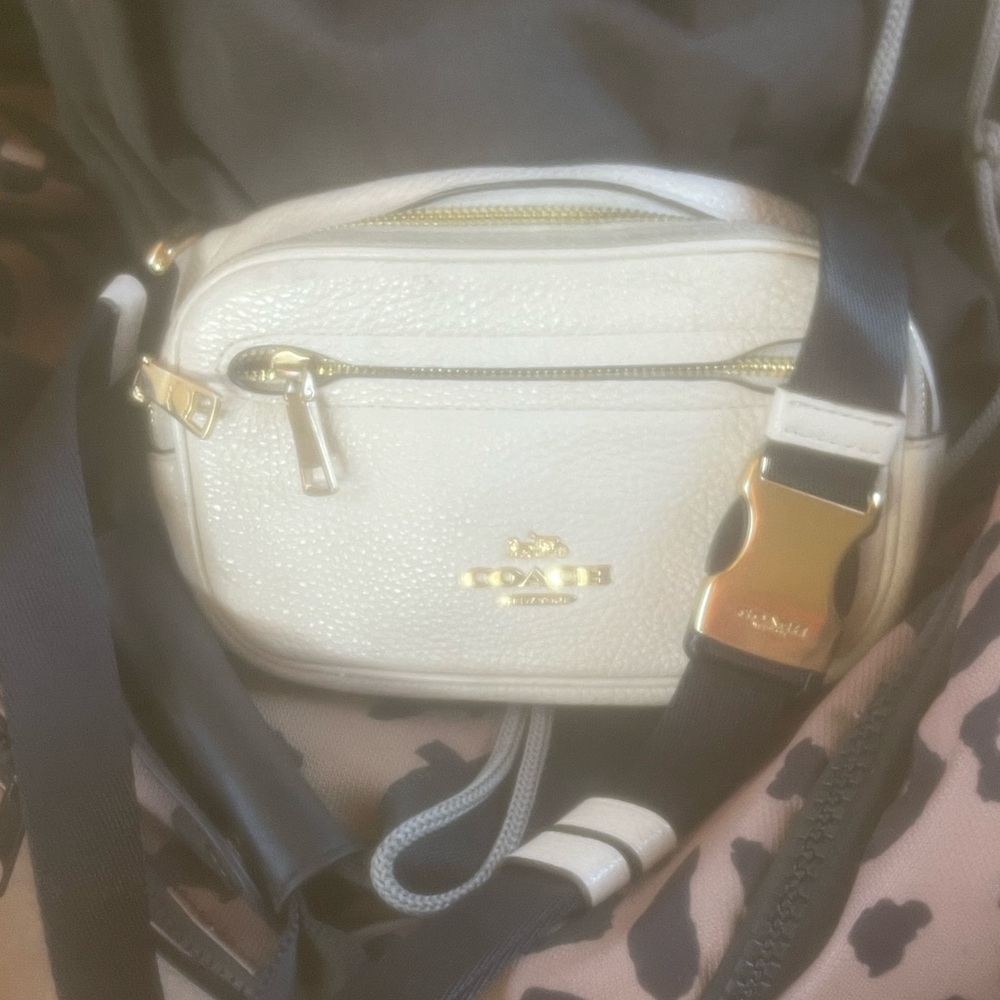 Coach Ivory Crossbody Bag with Gold Accents